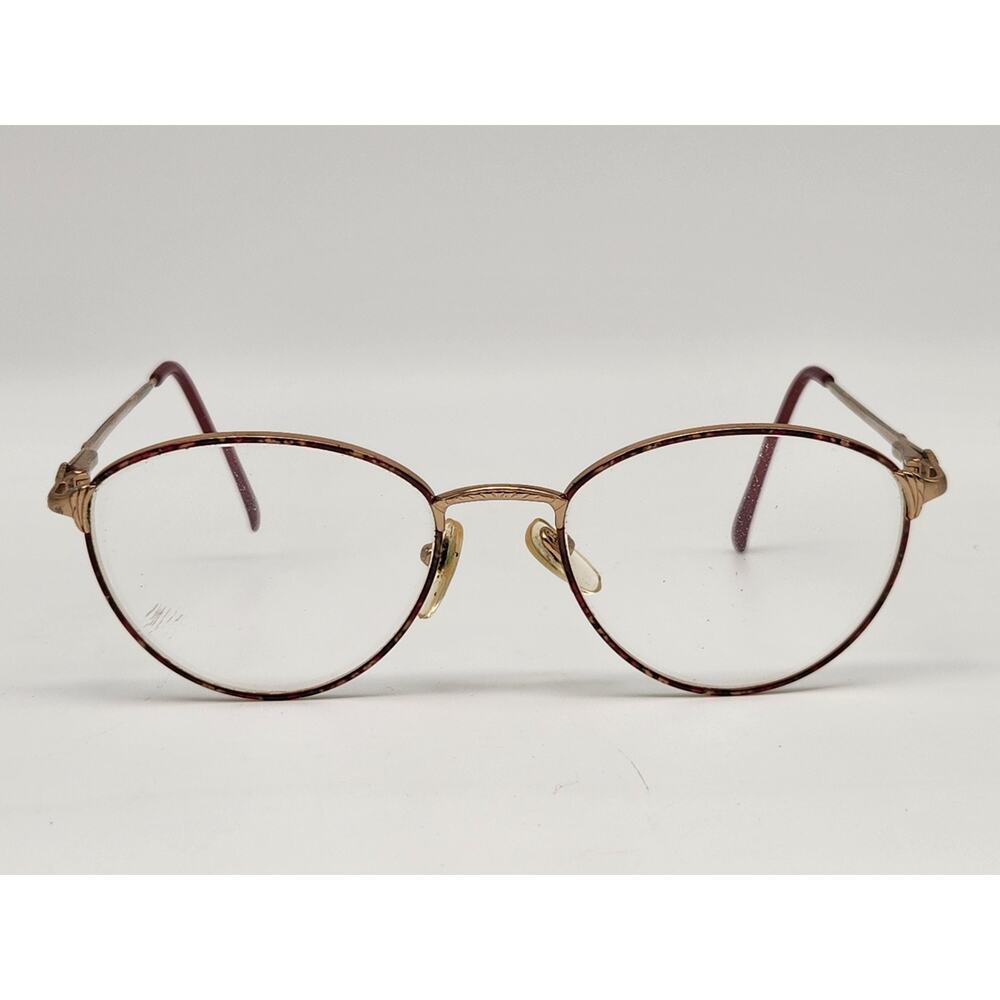 Vintage Givenchy Eyeglasses Gold Red Marble Wine Frames 52 19 135
